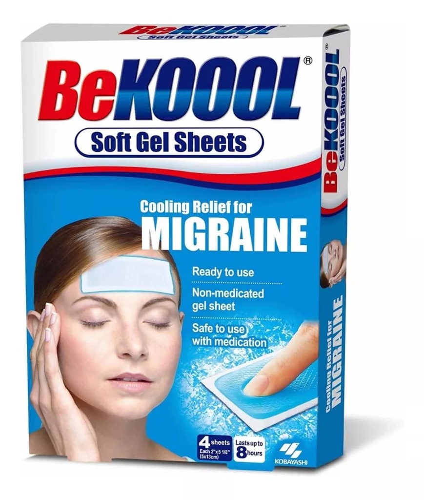 Be Koool Cooling Relief Migreen, Pehme Gel Lehed, 4 Lehte (Pack of 4)
