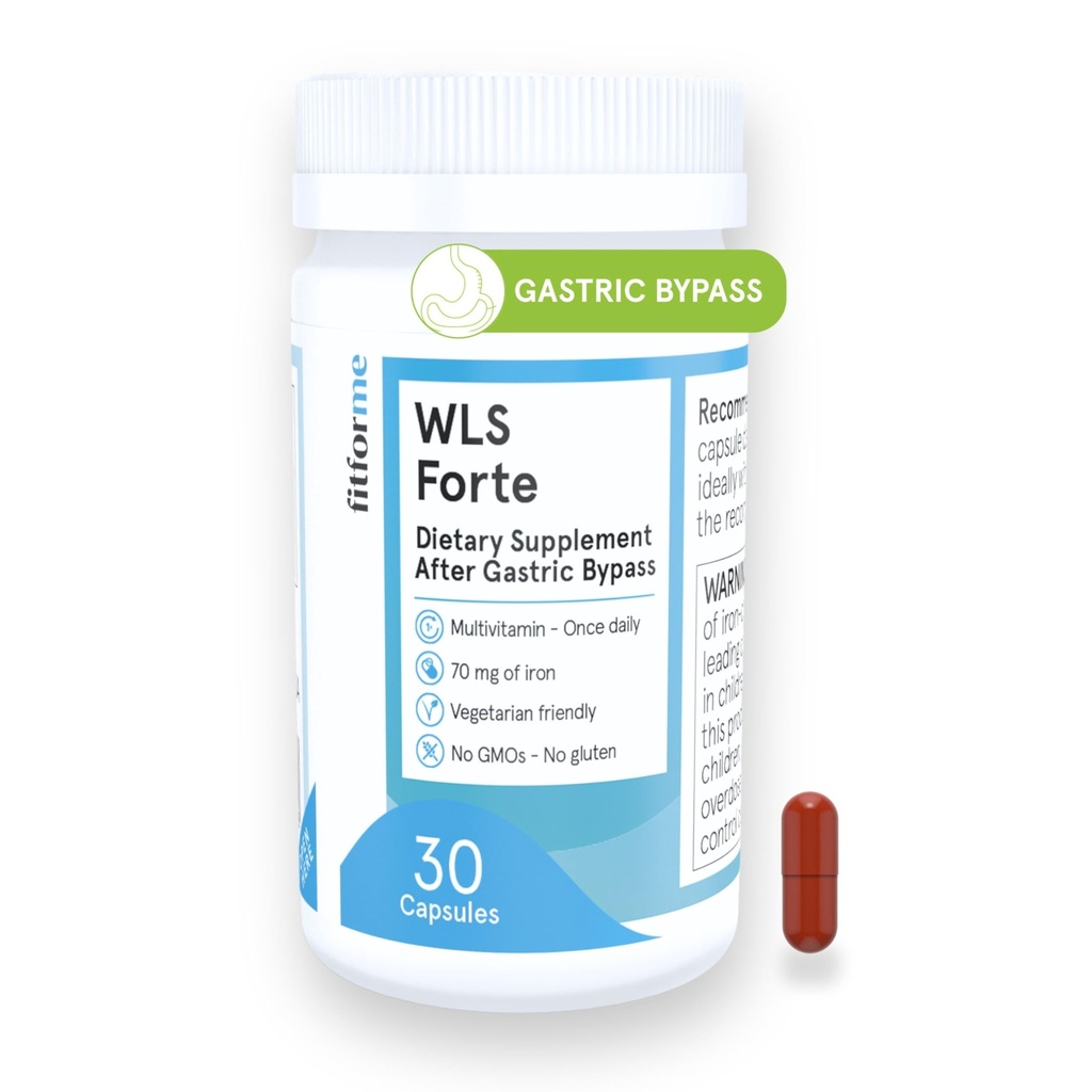 FitForMe bariaatriline multivitamiin rauaga, kohandatud mao möödavoolu operatsiooniks - ühepäevane kapsel, 30-päevane pakkumine, lihtne alla neelata WLS Forte kapsel, teaduslikult formuleeritud - meestele ja naistele