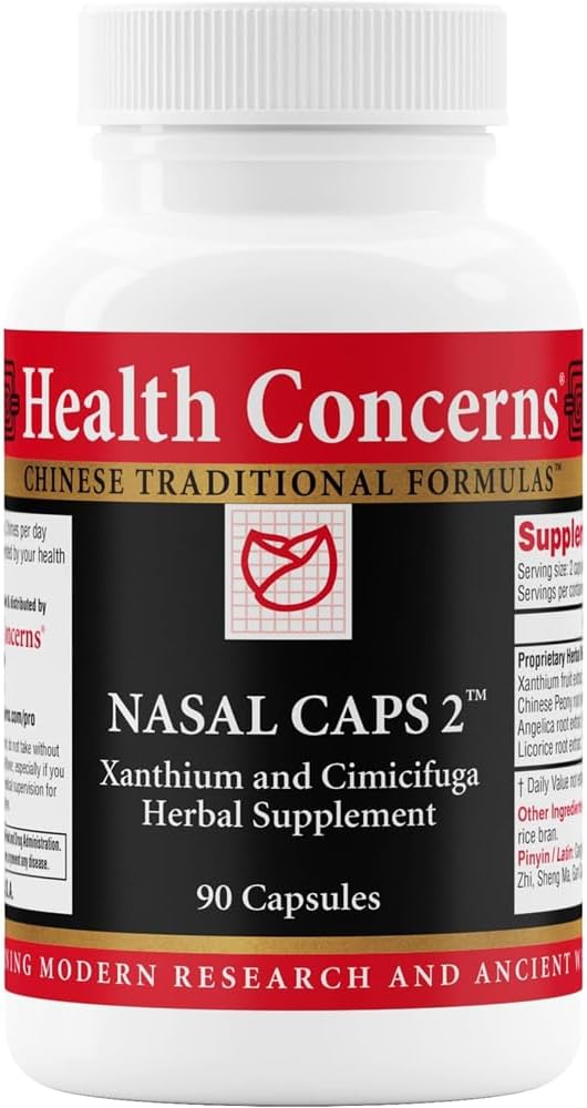 Tervisemured Nasali kapslid 2 - Sinus & Nasal Support Supplement - Nina ummistus & Siinus Rõhutoetus - Traditsiooniline Hiina valem Xanthium & Cimicifuga - 90 kapslit