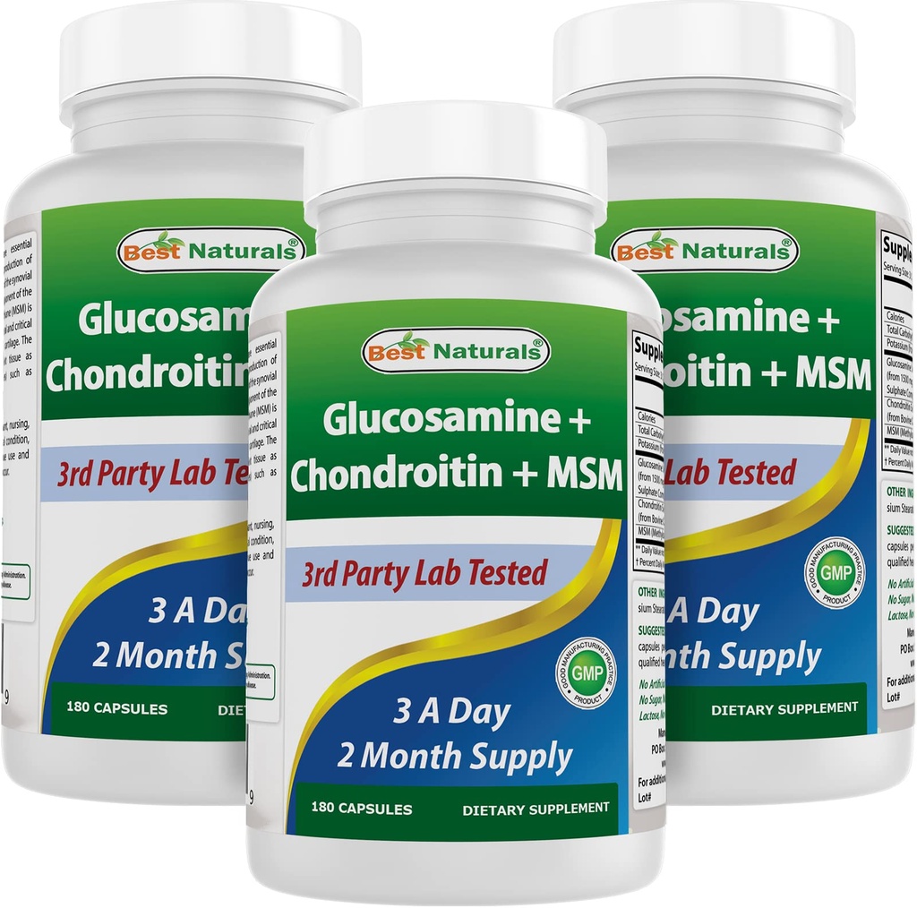 Parimad looduslikud ained, glükosamiinkondroitiin ja MSM-i ühised toidulisandid, 2600 mg ühe serveerimise kohta (180 loend (3. pakk))