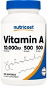 Nutrikost Vitamiin A 10 000 RÜ, 500 Softgeli kapslit