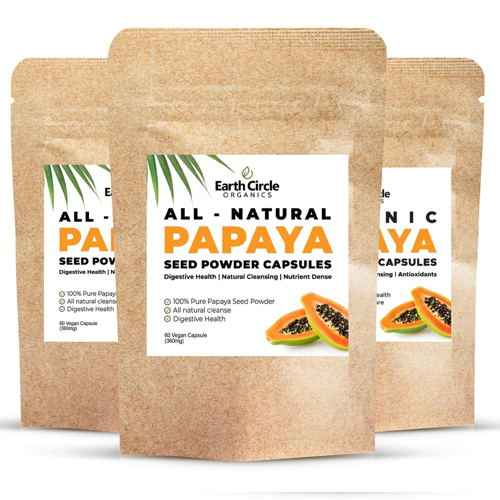 Papaia seemnepulbri kapslid - võimas papaiini lisand vitamiinidega A, C, E ja Ensüümid seedetrakti ja soolestiku tervise jaoks - 360 mg / serveerimine - 60 vegankapslit pakendi kohta (3, 90-180 päeva pakkumine)