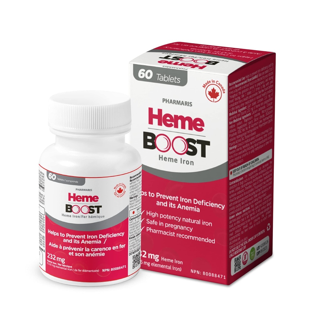 Hemeboost 11, 6 mg (232 mg heme rauda) I 60 tabletti | suure tugevusega looduslik raualisand I kõrge imendumine ja õrn kõhu I rauapillid täiskasvanutele ja ohutu kasutamiseks raseduse ajal