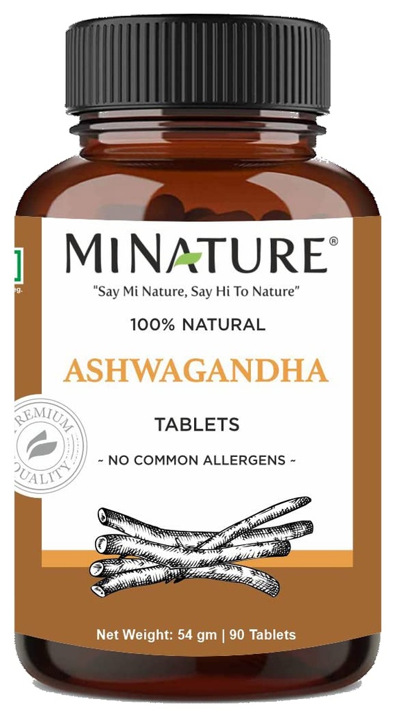 Ashwagandha tabletid - 90 tabletti, 1000 mg mi Nature | 45 päeva pakkumine |100% looduslik Ashwagandha | Vegan | Indiast