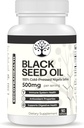 Musta seemne õli - 100% külmpressitud must köömen Nigella Sativa - antioksüdant, immuun- ja seedesüsteemi tugi - mitte-GMO, gluteenivaba - 500 mg serveerimise kohta - 90 vegankapslit