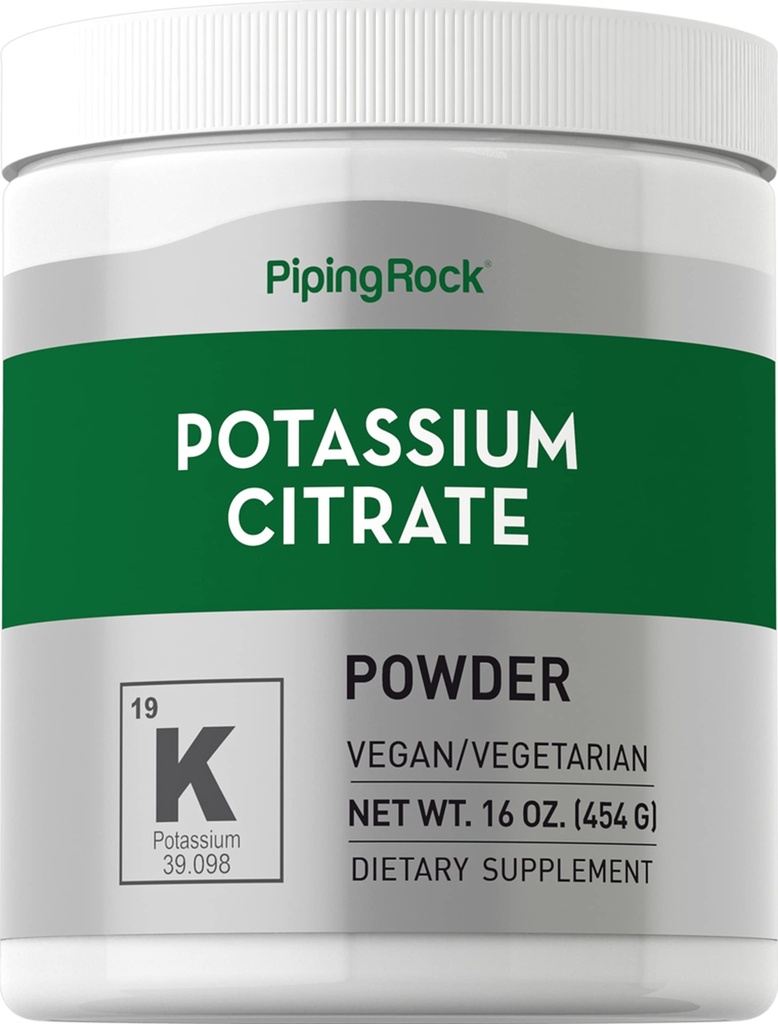 Piping Rock Kaalium tsitraadi pulber täiendus | 1 lb | Maitsestamata | Taimetoitlane, Vegan, Mitte-GMO, Gluteenivaba