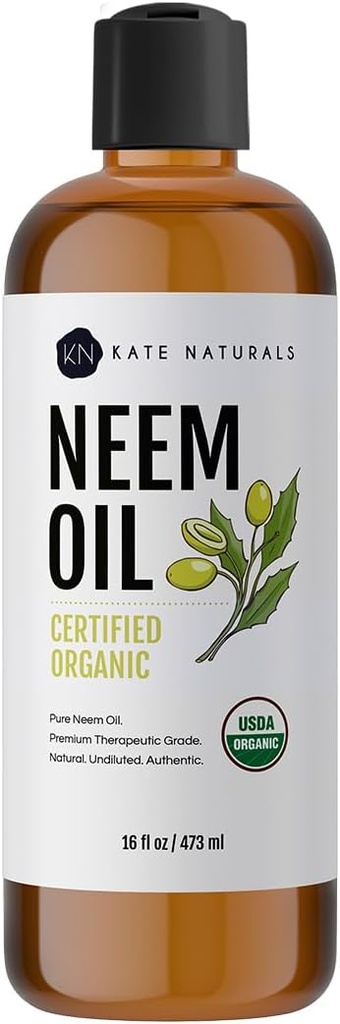 Kate Naturals Neem Oil for Plant Spray. 100% puhas külm pressitud neem kontsentraat asadiraktiiniga (16oz, ohutu lemmikloomadele, koertele)