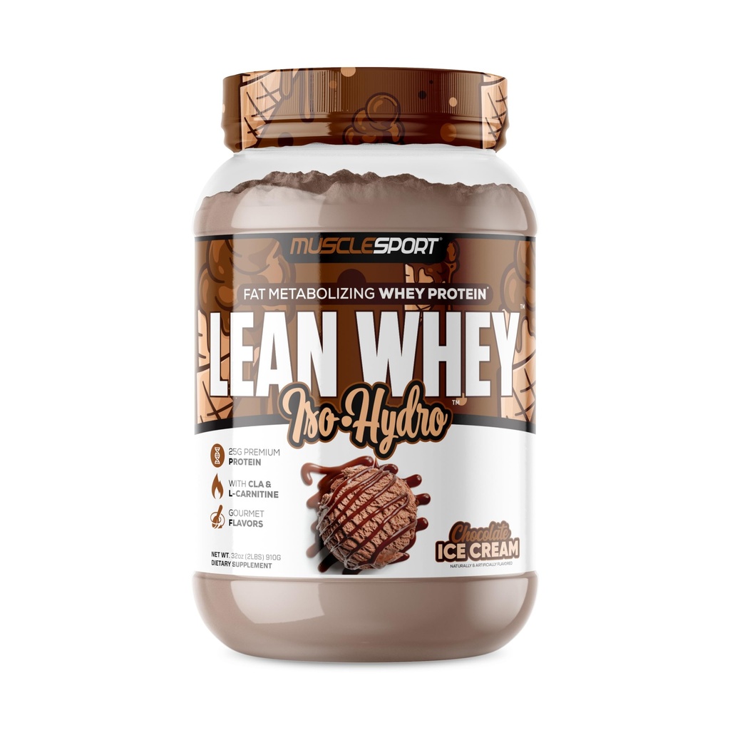 Musclesport Lean Whey RevolutionTM valgupulber - vadakuvalgu isolaat - madala kalorsusega, madala rasvasisaldusega, uskumatud maitsed - 25 g valku Scoopi kohta - 2 lb šokolaadijäätis