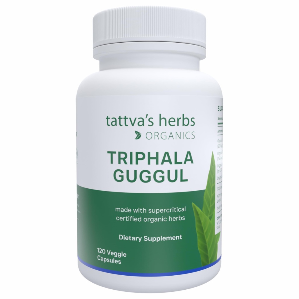 Tattva maitsetaimed Triphala Gugguli taimsed toidulisandid, Ayurveda taimsed toidulisandid, seedetrakti tervis ja tugi, orgaanilised triphala kapslid, 120 loend, 25 aastat Premium teenust