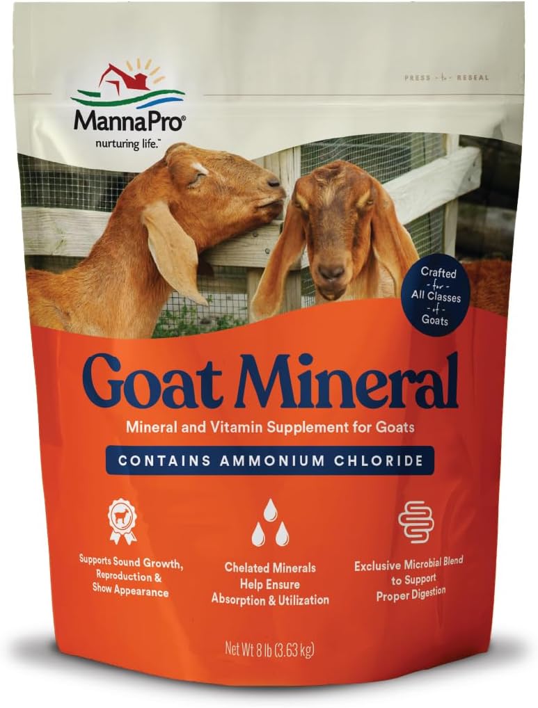 Manna Pro Goat Mineral Supplement, Essential Vitamiinid Ja Mineraalid Kasvuks Ja Arenguks, Sisaldab Ammooniumkloriidi Ja Mikroobisegu Seedetrakti Tervis, 8 Lbs
