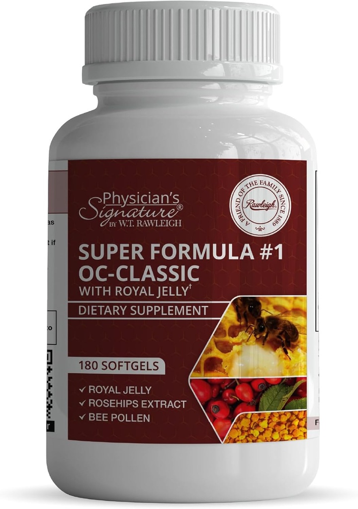 Rawleigh Super Formula No.1 OC-klassika: 180 Softgels Royal Jelly & Bee Pollen Kombineeritud Rosehips, alfa lipoic Acid & Vitamiin B12, Non-GMO täiendus südame tervise ja immuunsuse toetuseks