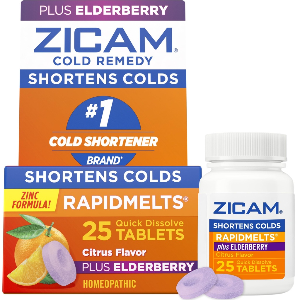Zicam Cold Remedy Tsink RapidMelts, Elderberry Citrus Maitse, Homöopaatiline, Külma Lühendamise Meditsiin, Lühendab Külma Kestust, 25 Krahv