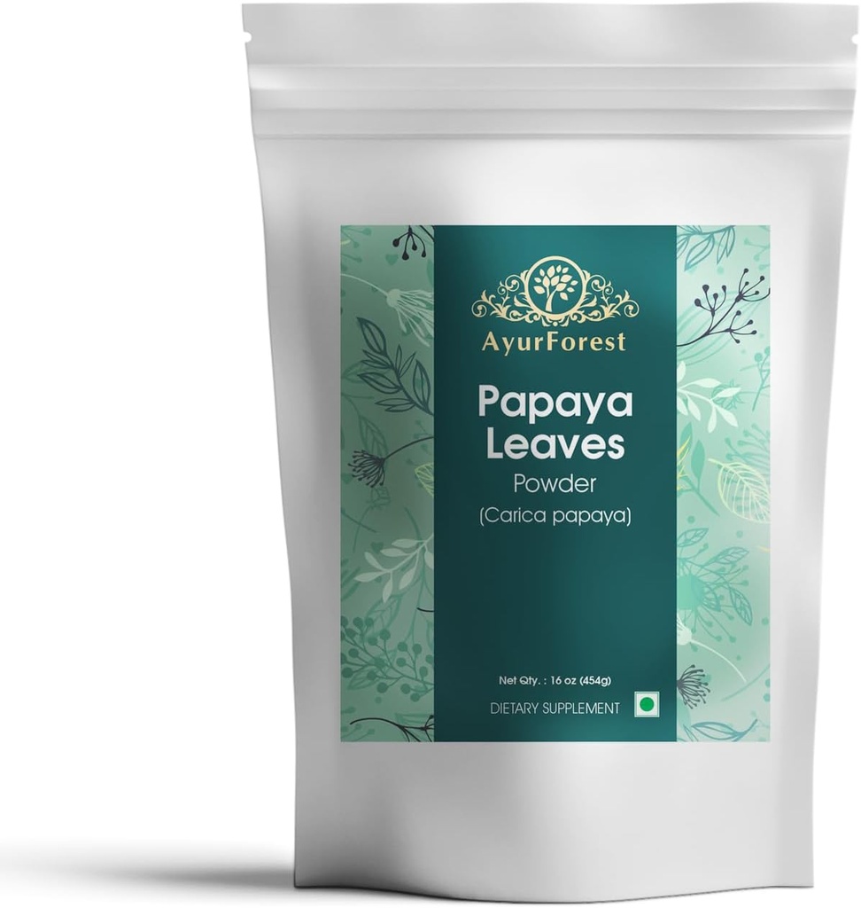 Papaia Lehtpulber Kuivatatud Lehed Carica Papaya Taimne täiendus 16 Ounce | 454 grammi