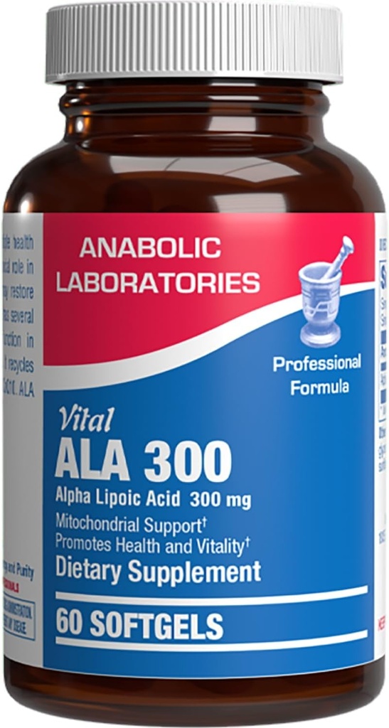 Alfa-lipohape 300mg - kliiniline valem ALA lisand maksa silma ajule Mitokondrid energia antioksüdant ja närvitugi - mitte-GMO soja vaba ja lihtne neelata pehmed sokid - 60 serveerimist