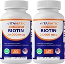 Vitamatic High Potency Biotin 20000 mcg (20mg) koos Keratin 100mg - 120 Taimetoitlased tabletid - Biotin toidulisandeid tervete juuste naha ja küüned täiskasvanutele (120 loe (pakk 2))