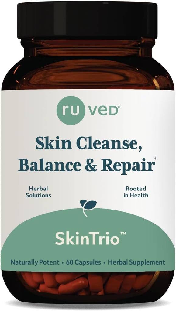 Ruved SkinTrio - Neem täiendus orgaanilise neem ekstrakti & Amla, naha ja mikrobioomi tugilisandiga - 60 taimset kapslit (1 loend)