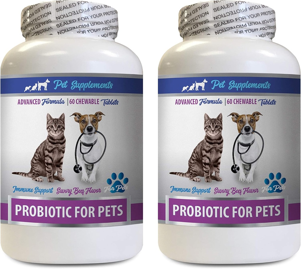 Kassid Bad Breath Home Remedy - PROBIOTICS for Pets - Dogs Cats - Bad Gas and Breath Treats - Advanced Immune Boost - Kassi probiootikumid lemmikloomade ülimad - 2 pudelit (120 ravimit)