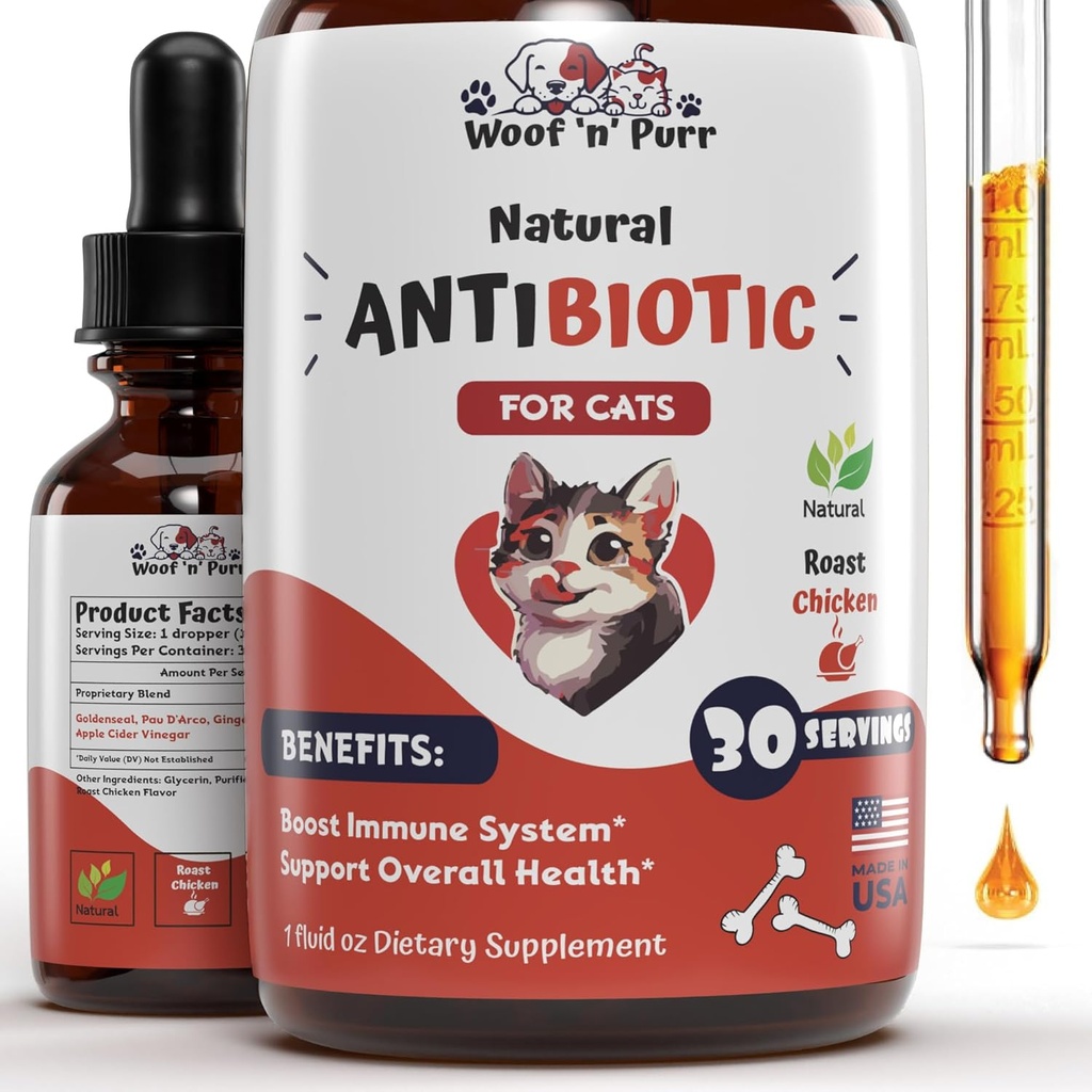 Looduslik kassiantibiootikum - Antibiootikumid kassidele - Lemmiklooma antibiootikumid - Kasside allergia leevendamine - Kasside antibiootikum - Kasside antibiootikum - Kasside UTI antibiootikumid - 1 fl oz: röstitud kana maitse