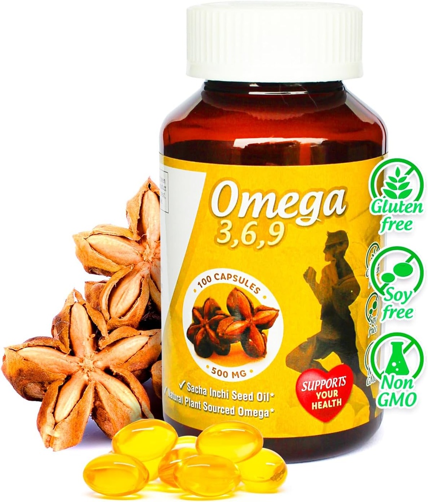 Sikyriah Omega 3 , 6 ja 9 pehmegeeli kapslid l 100% puhas Sacha Inchi õli l 3000 mg päevas l Taimepõhine toidulisand l Lõhnatud asendamatud rasvhapped Allikas l Mitte- GMO l
