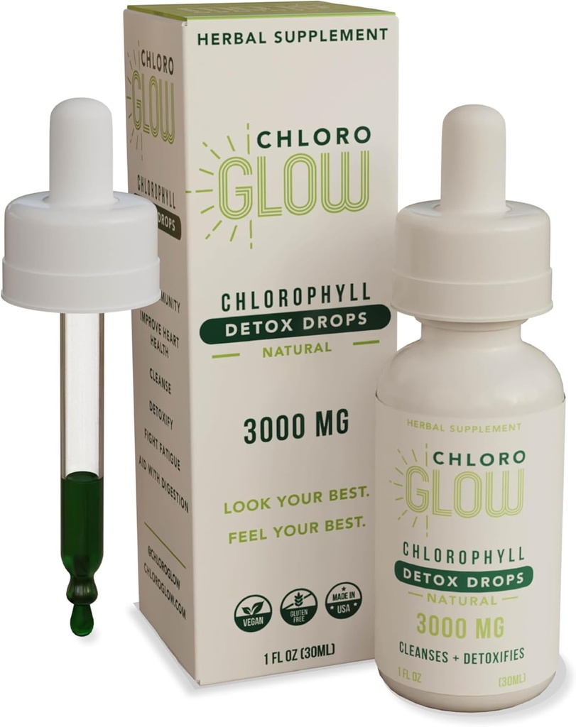 Kloroglow Vedel Klorofüll Hapnikutilgad 3000mg | Energialisaaine Metabolism Immuunsüsteemi tugi, looduslik detox, kõrguse haigusabi ja keha deodoreerivat täiendada 30ml (1. pakk)