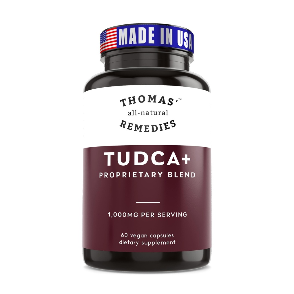 Thomas'i looduslikud abinõud Tudca 500mg (1000mg per Serving), 60 kapslit - tauroursodeoksükoolhape, maksatoetuslisand - vegan, mitte-GMO, täitekapslid puuduvad