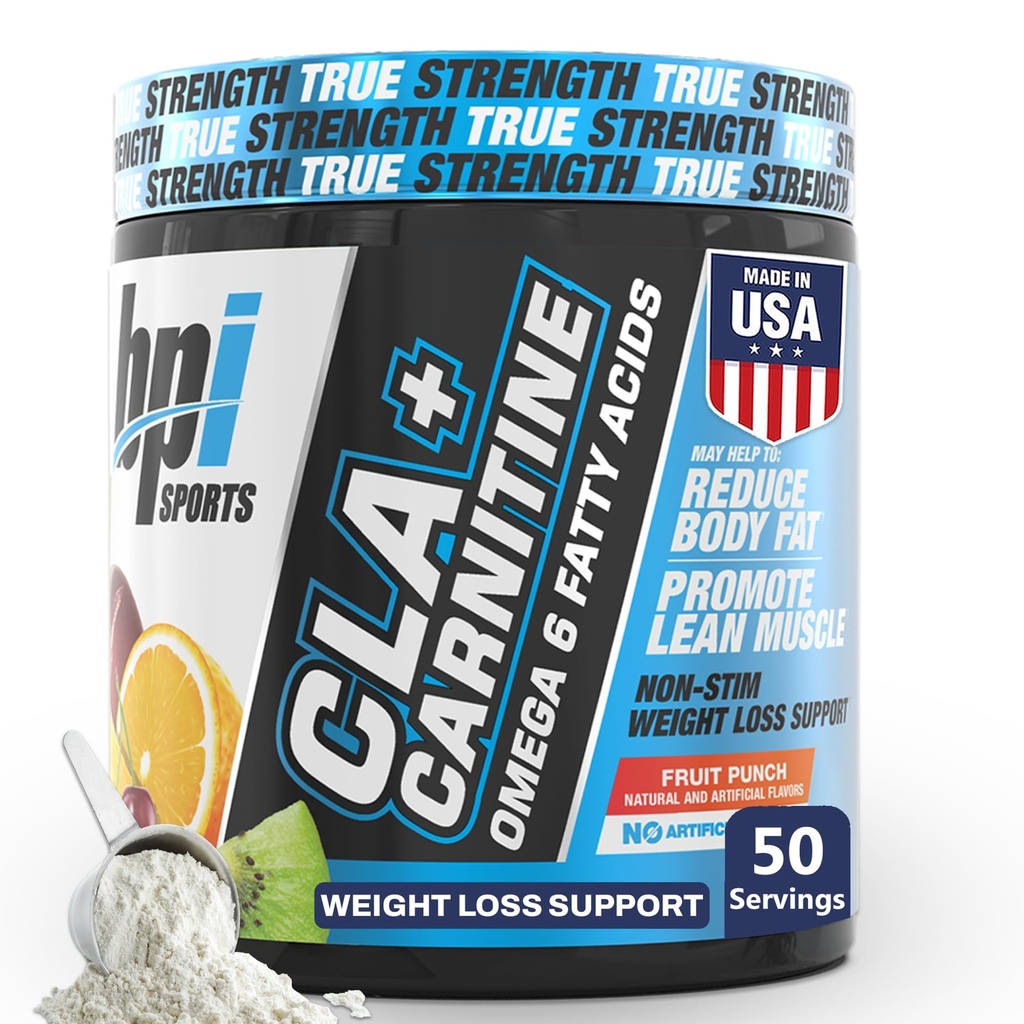 BPI Sports CLA + Karnitiin - CLA L karnitiin & linoolhape - L karnitiinilisa kaalulangus, ainevahetus ja lahja lihas - kofeiinivaba - puuviljapunn - 50 serveerimist - 12,34 oz