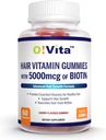 Juuksevitamiini kummid koos 5000mcg biotiiniga, tugevad ja tervislikumad juukselisandid, soodustavad naiste ja meeste kiiremat juuste kasvu (60 GMO-vaba kummi)