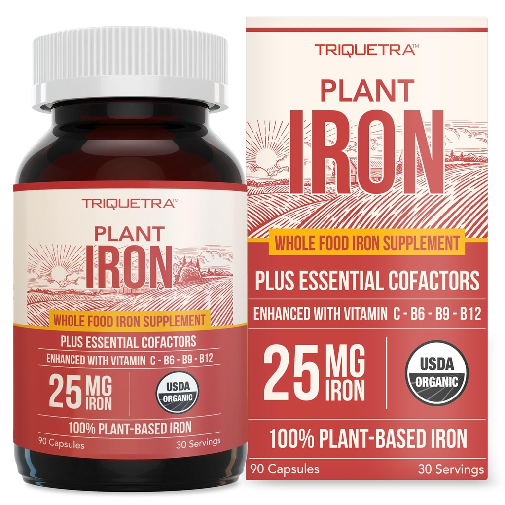 Orgaaniline raualisand | Terve toit Mineraalid ja kofaktorid, 25 mg Elemental | Enhanced Absorption Plus Blood Health Vitamins – õrn vorm – toetab tervislikku taset ja vere tervist – 90 kapslit