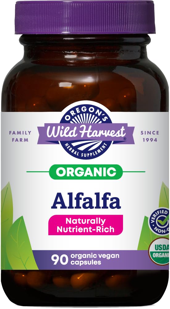 Oregoni Wild Harvest Alfalfa kapslid USDA sertifitseeritud orgaanilised taimsed toidulisandid, 90 Count