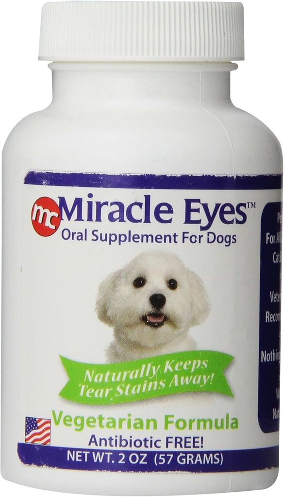 Miracle Care Miracle Eyes Suukaudne toidulisand koertele, 2 Ounce, probiootikumid pisarate plekkide vähendamiseks, taimetoitlane, antibiootikumivaba