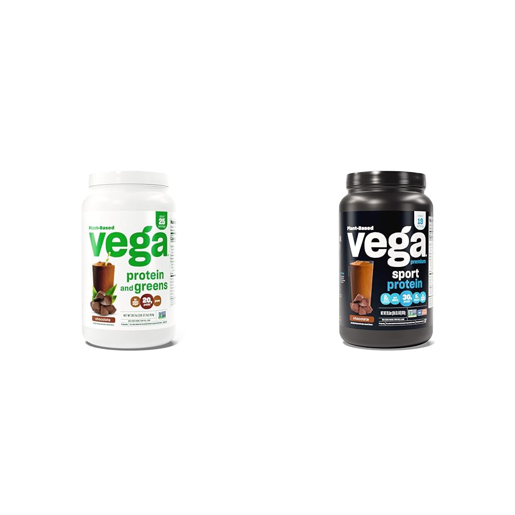 Vega valk ja rohelised valgupulber, šokolaad - 20 g taimepõhine valk Plus & Premium Sport Valk Šokolaadivalgu pulber, Vegan, Non GMO, Gluteenivaba taimepõhine