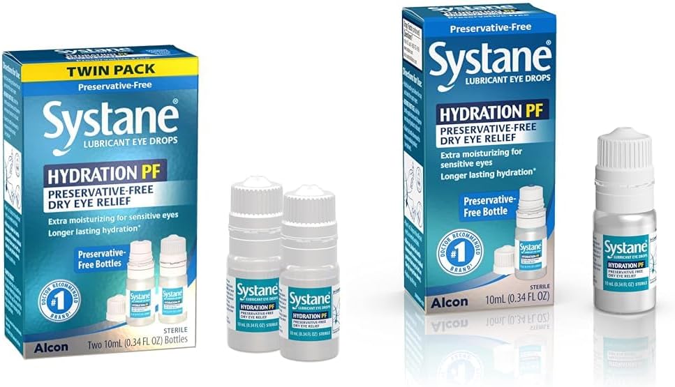 Süstaanhüdraat Mitmeannuseline säilitusainevaba silmatilgad Kuiv Silma Relief Kaksikpakend (2x10ml) & Hüdratsioon Pf Määrdeaine Silmatilgad 10ml