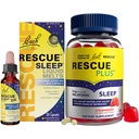 RESCUE Nighttime Sleep Aid Bundle, 3Pk - Bach Sleep Kids Dropper, 10mL Sleep Vedelik sulab, 28Ct Plus Sleep Gummies 5mg melatoniini / annus, 60Ct