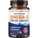 Kolmekordne tugevus DHA oomega 3 kalaõli 3600 mg | Üle 2100 mg oomega-3 rasvhappeid koos 860mg DHA | 1300mg EPA | Parimad olulised rasvhapped | Premium Wild Caught & Burpless Fish Oil | 120 ct.