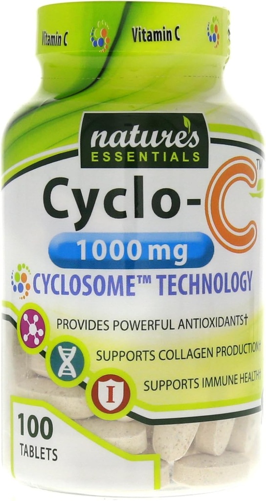 LOODUSLIKUD ESSENTIALS C- vitamiin Tsüklo- C 1000 mg | Bioflavonoidid + tsüklodekstriin | Advanced Cyclosome Liposomal Delivery | Non-GMO, Gluteenivaba, Taimetoitlane | 200 tabletti