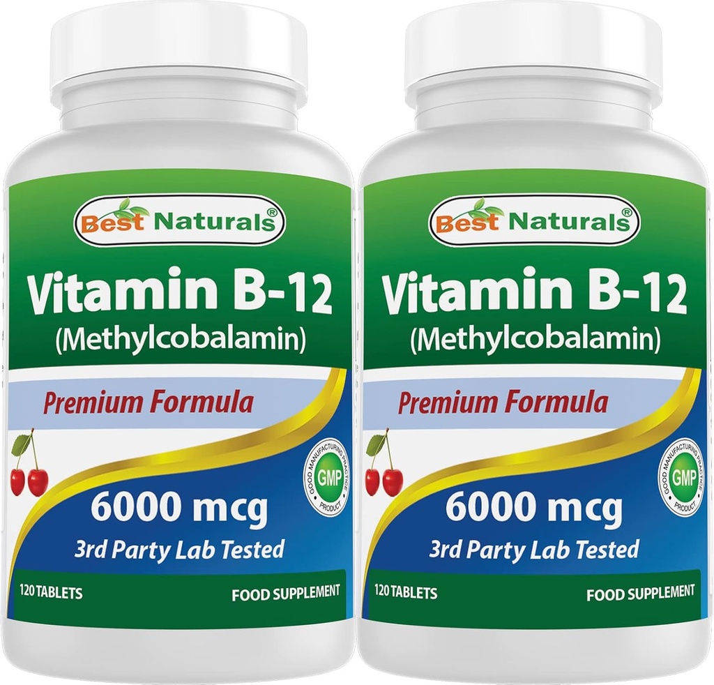 Parimad looduslikud vitamiinid B-12 kui metüülkobalamiin (metüül B12), 6000 mcg 120 keelealused tabletid (120 loend (2. pakend))