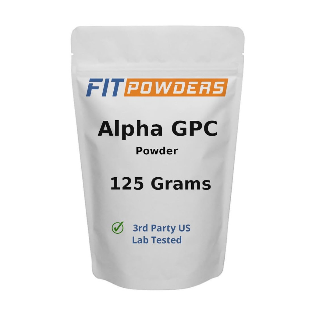 Alpha-GPC Pulber 125 Grams, Non-GMO Alpha GPC Täiendus Koliinipulber, Vegan, Kolmanda osapoole testitud, Pre-Workout, Mälu ja Focus, Scoop