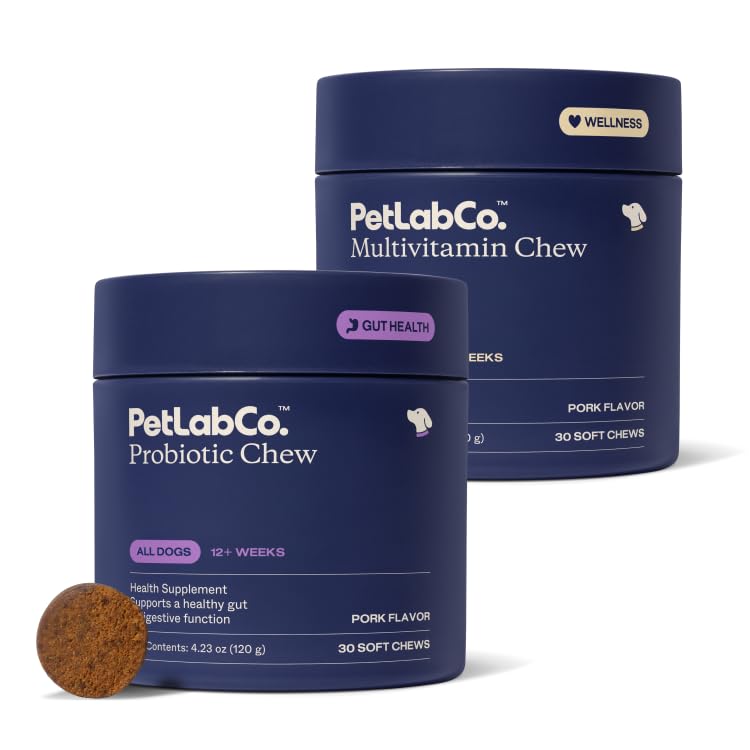PetLab Co. - Multi-vitamiinide ja koerte probiootiline komplekt: näritavad multivitamiinid koertele toetavad tervist ja koer probiootikume, et toetada sügelevat nahka, aeg-ajalt lahtiseid tööriistu ja tervislikku pärmitootmist