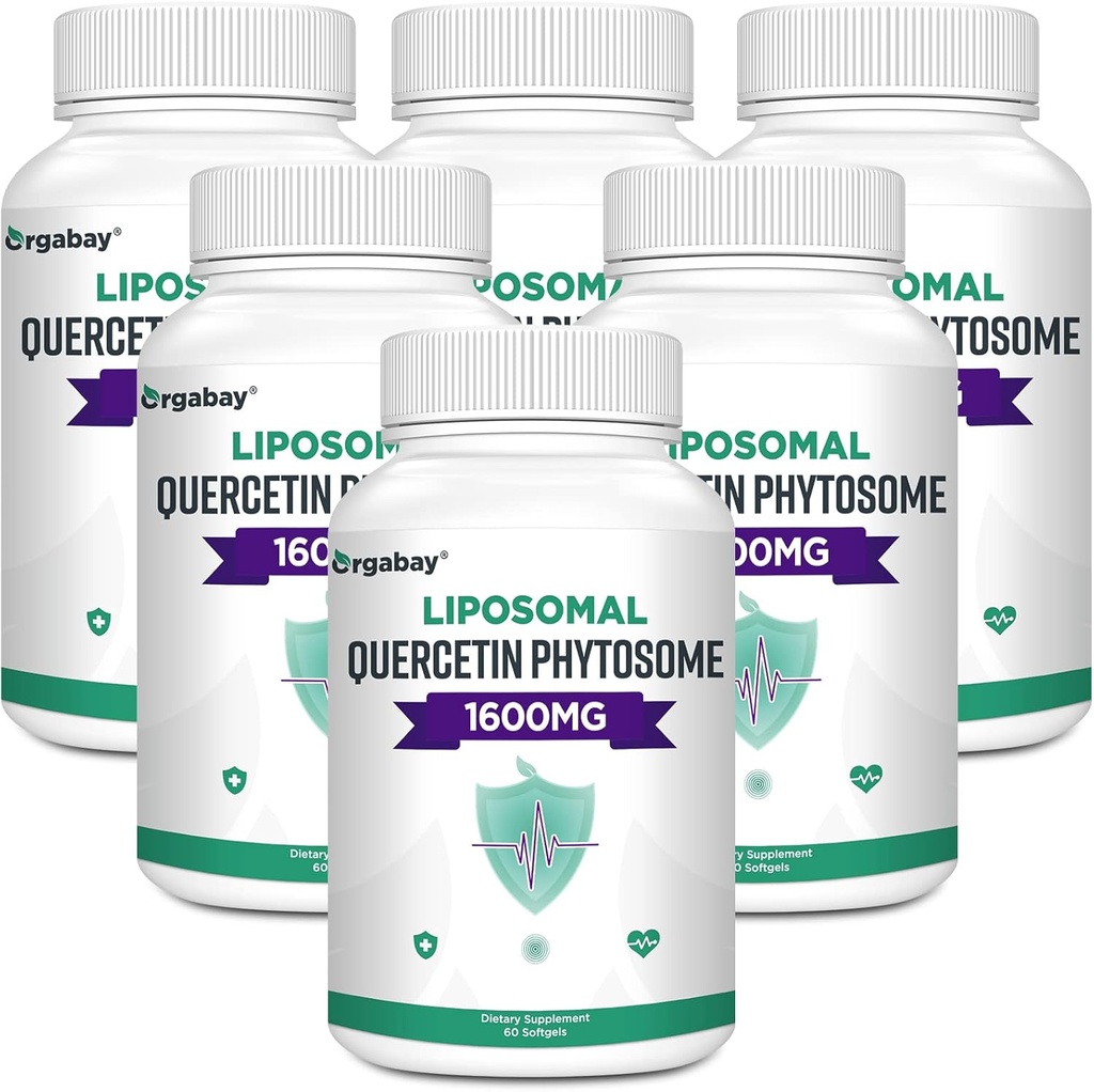 Orgabay Liposomal Quercetin Phytosome 1600 mg, Bromelain 200mg, Tsink 30mg, Vitamiin C Turmeric 40 mg, Kõrgeim imendumine,Quercetin Complex, 360 Softgels