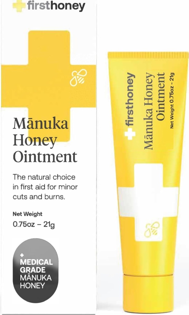 FIRST MEES Manuka haava salv [.75oz - 21 g] | Kiire haavaparandusgeel | Kiire leevendus nahale ja põletustele | Manuka mesi Uus-Meremaalt | Antibiootikumivaba põletushooldus, armigeel, riietumisabi