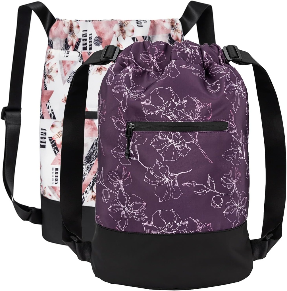 [2-Pack] Flex Cinch Drawstring Gym Bag graafilise disainiga naistele | Vastupidav kerge jõusaali Cinch Bags | Suurepärane jõusaalikott, reisimine ja üleöö