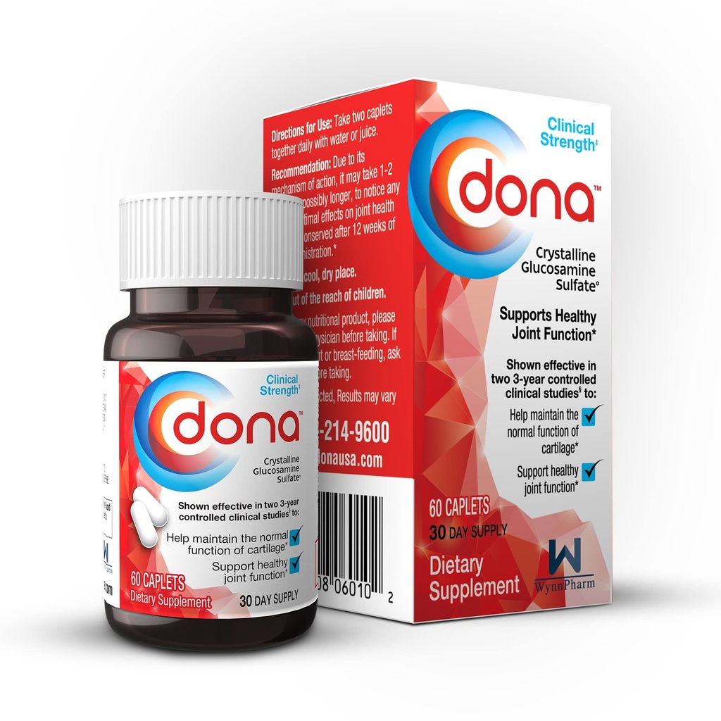 Dona Crystalline Glükoosamiin Sulfate, 1500 Mg, ühine täiendada pillid põlvemugavus ja ühine tervise tugi, 1500 Mg, 60 Count