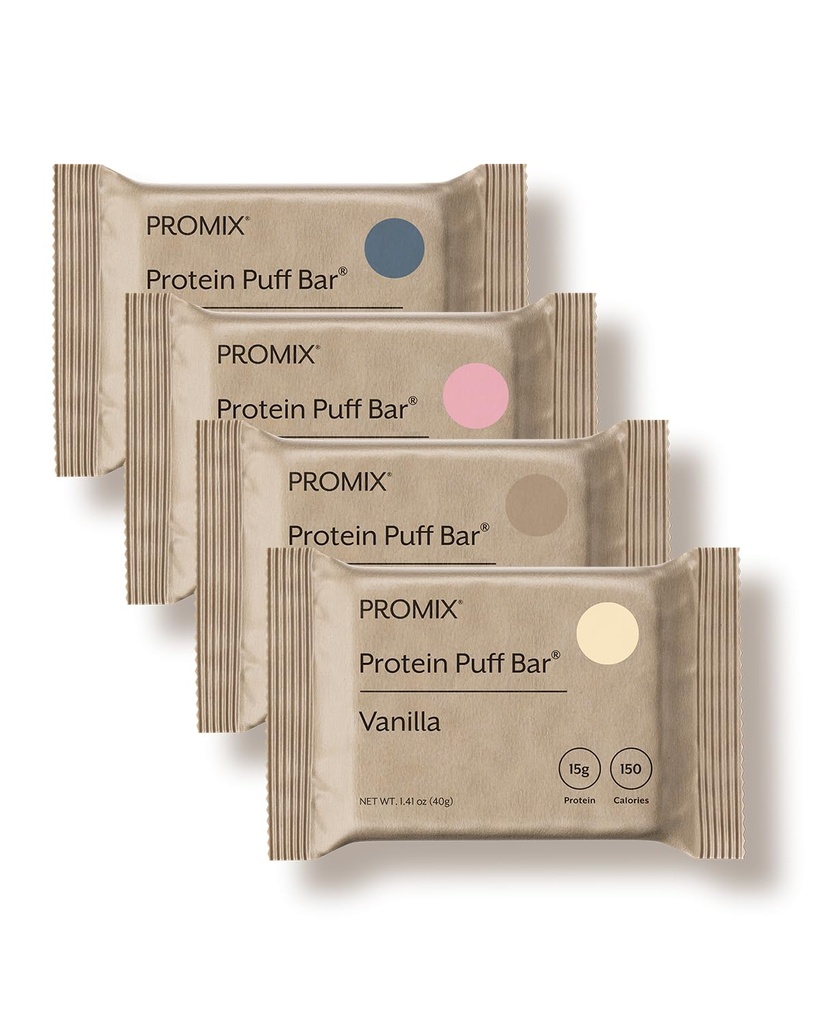 ProMix Nutrition Protein Puff Bars - Sordipakk - Vanill, šokolaad, maasikas, mustikas - vahukommi krõbe ravi - kõrge valgu ja madala kalorsusega - 12 baari