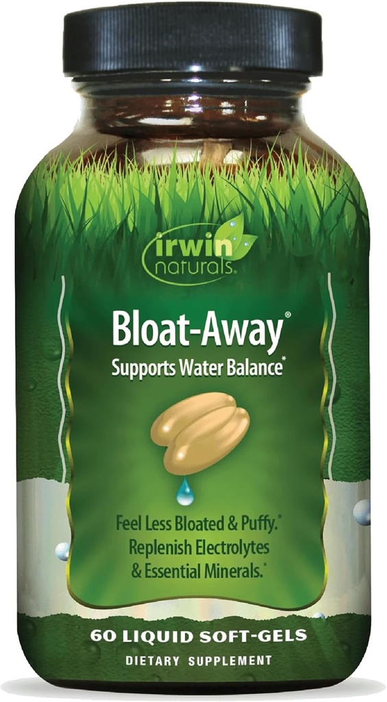 Irwin Naturals Bloat-Away - 60 vedelat softgels - vee tasakaalu tugi - täiendades elektrolüüte ja olulisi mineraale