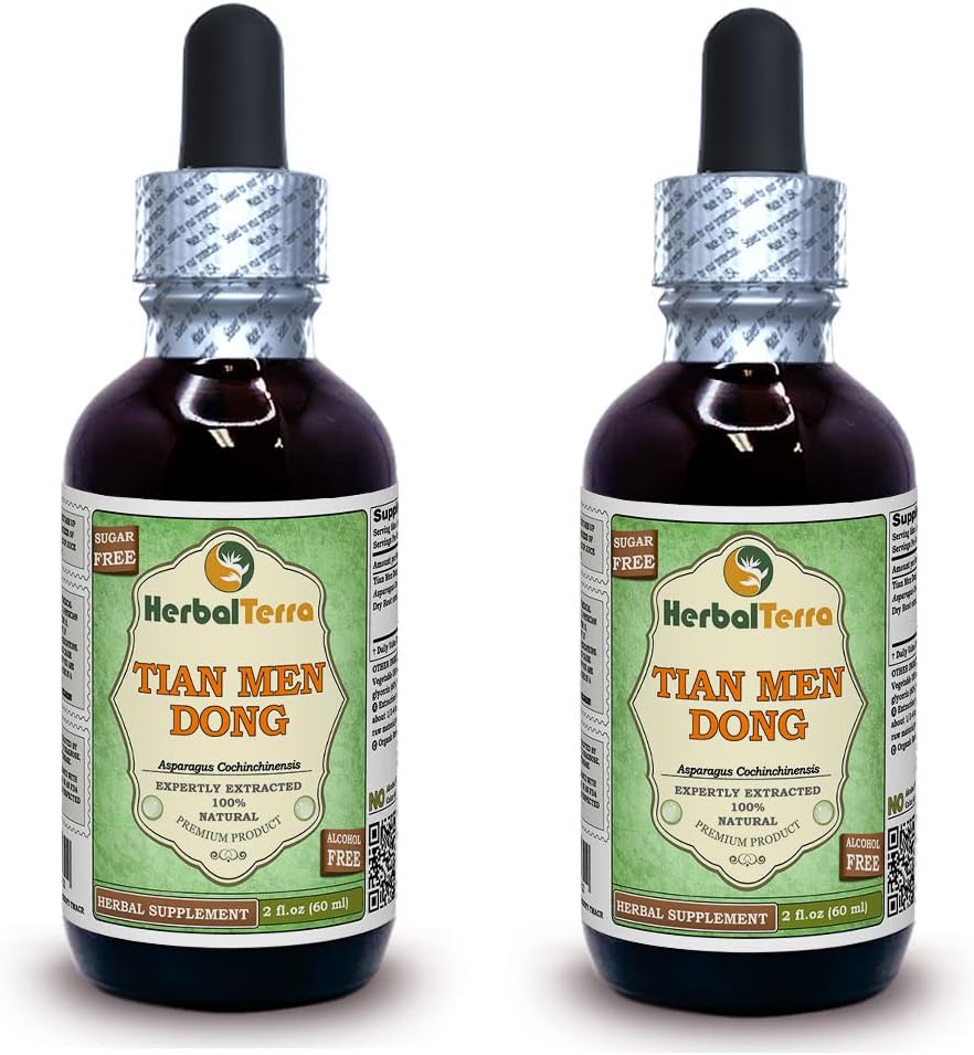 Tian Men Dong, Asparagus (Asparagus Cochinchinensis) Glycerite, Kuivatatud Juur Pulber Alkoholivaba Vedel Ekstrakt (Brändinimetus: HerbalTerra, Proudly Made in USA) 2x2 fl.oz (2x60 ml)