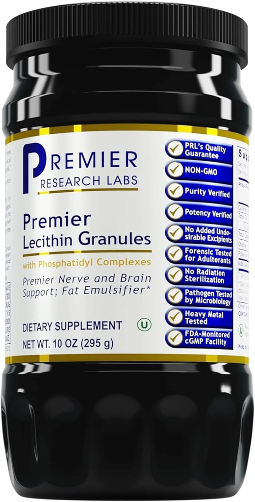 Premier Research Labs Letsitiini graanulid - Soja letsitiin graanulid, letsitiin täiendada, letsitiin küpsetamiseks, Non GMO, toiduklassi fosfolipiid aju ja närvide toetamiseks - 10 oz