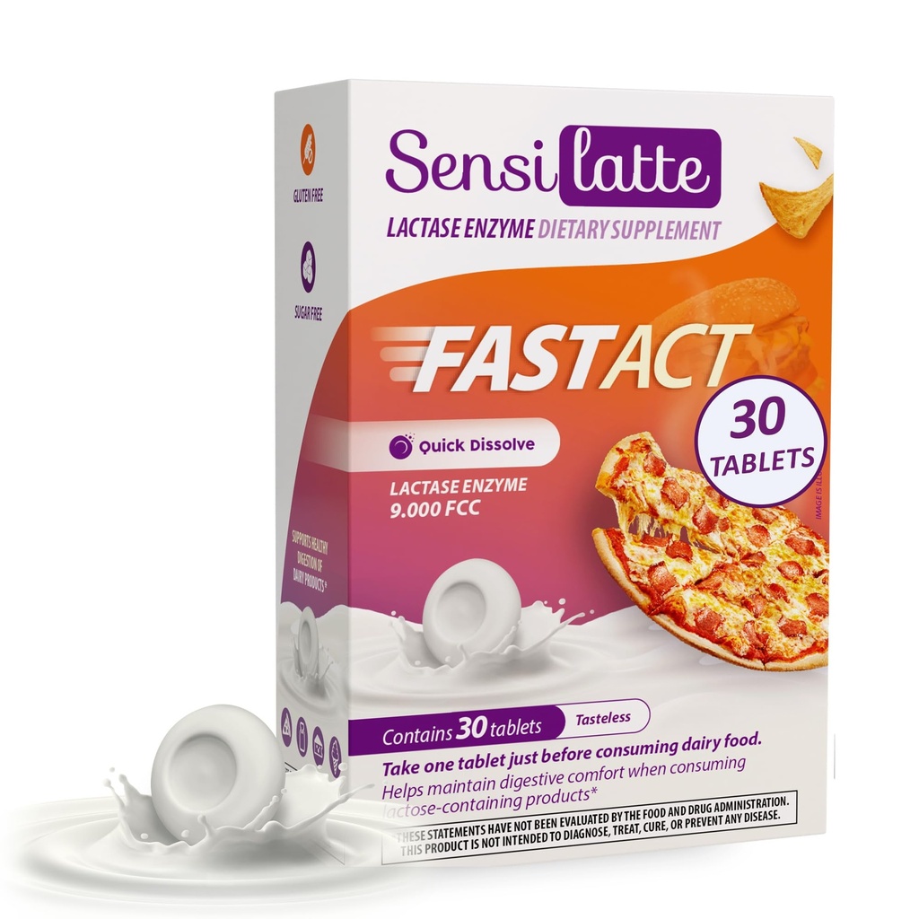 Laktaas Ensüüm 30 tabletti Maitset ei ole - 9,000 FCC - Sensilatte - Kiire lahustamine - Aitab seedetrakti mugavusega - Prati Donaduzzi