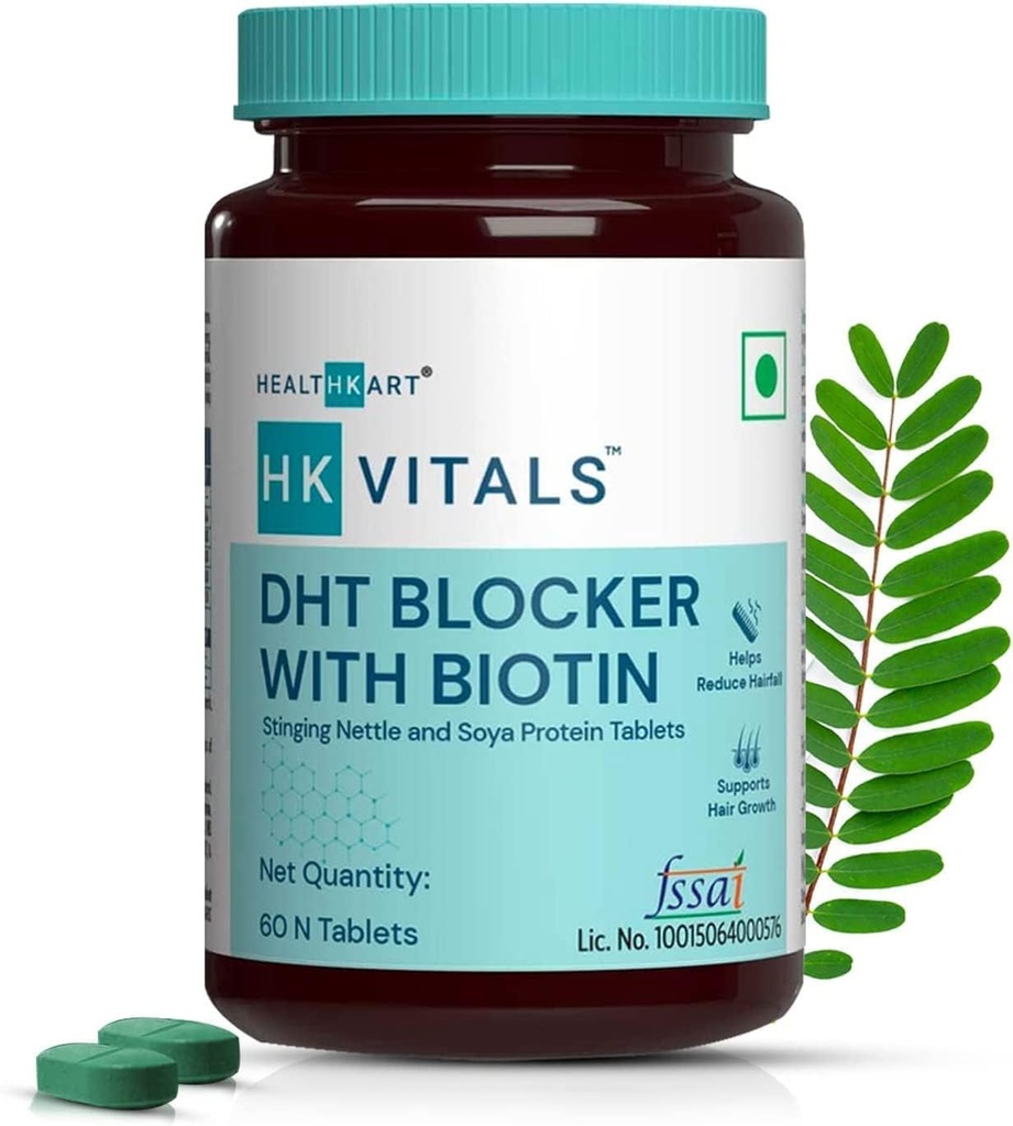 QURA DHT Blocker biotiiniga, nõgestõbi ja SOYA valk, aitab vähendada juuste kukkumist, stimuleerib juuste kasvu, 60 tabletti pakendis