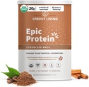 Sprout Living Epic Protein, Taimne Valk & Superfoods Pulber, Šokolaad Maca Pulber | 20 Grams Orgaaniline Valk Pulber, Vegan, Mitte Piimatooted, Mitte-GMO, Gluteenivaba, Madal suhkur (2 Nael, 24 Servings)