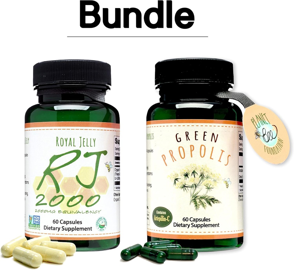Greenbow Royal Jelly 2000mg Equivalency – Non GMO Made with Organic Royal Jelly 60 caps Green Propolis – Ehtne Brasiilia Roheline Propolis, Sisaldab Artepillin C 60 caps